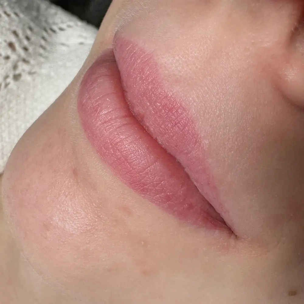 Usta po zagojeniu lip blush — naturalny, stabilny odcień